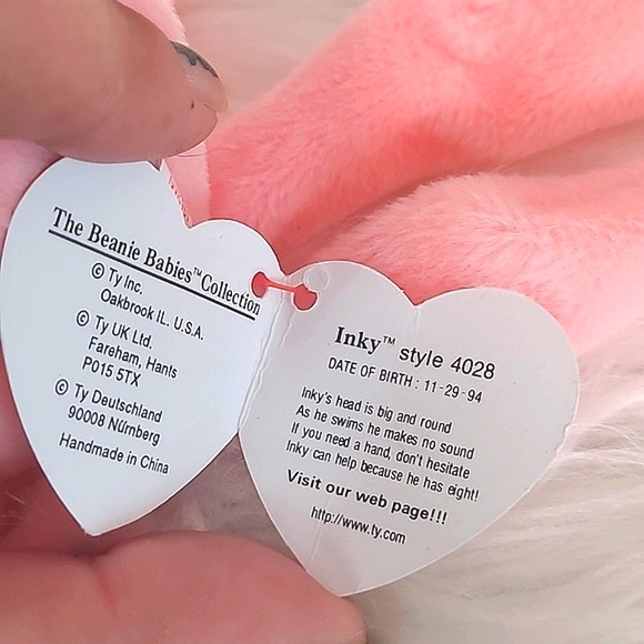 RARE Ty Beanie Baby INKY the Octopus TAG ERRORS 1993 1994 PVC PRISTINE CONDITION - Picture 7 of 10
